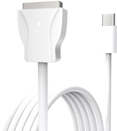 Magnetic2 - Cable de carga USB-C de 6.5 pies de nailon trenzado compatible con MacBook Air Pro 2012-2017, color blanco