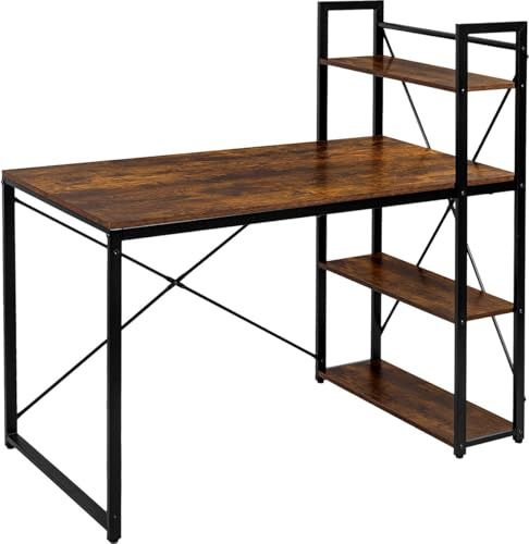 xDays Schreibtisch - Computertisch mit Regalen - Computertisch - Industrielles Home Office - 60x120x76/120