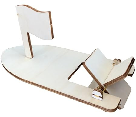 Wooden Paddle Boat Craft Kit, 10 Pcs Rubber Band Powered STEM Toy Build Your Own Sailboat Model for Science Class (Wooden Sailboat)