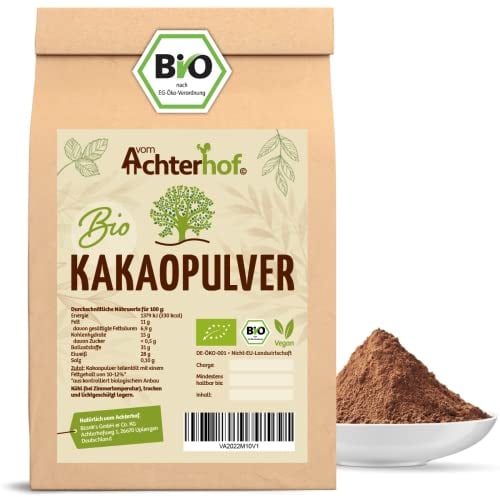 Kakao Pulver Bio 1000g | Kakao-Pulver mit feinstem Aroma | naturbelassen und nicht alkalisiert | vom Achterhof