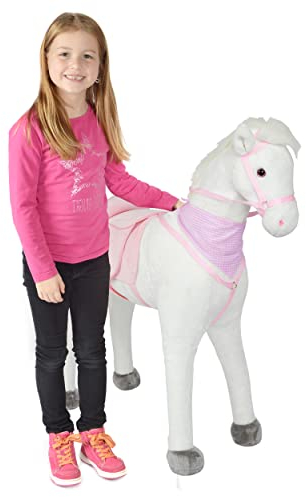 Pink Papaya Plüschpferd XXL 105cm Pferd, Luna, Fast lebensgroßes Spielpferd zum reiten, Stehpferd XXL, Spielzeug Pferd bis 100kg belastbar - Kinderpferd mit Kleiner Bürste