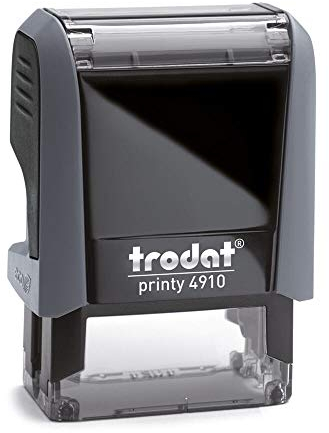 Trodat – Printy 4910 GRAU Custom Stempel mit Wunschtext personalisieren – selbstfärbender Stempel als Namensstempel, Adressstempel, Firmenstempel & Co zu verwenden (26 x 9 mm | 3 Zeilen | Grau)