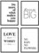 Heimlich® Premium Poster Set mit Bilderrahmen Holz Schwarz | 4 x DIN A4 - ca. 21x30 | Stilvolle Poster Collagen mit passenden Motiven als Wandbilder Wohnzimmer » Love More «