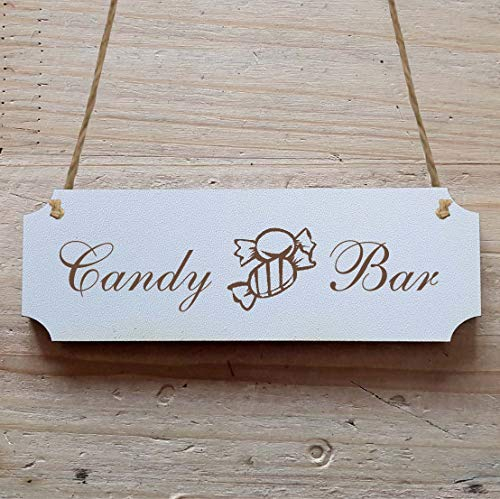 Schild « CANDY BAR » 20 x 6,7 cm - Mit Motiv - Dekoschild Holzschild Türschild - Büro Privat Firma