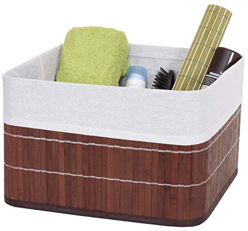 Aufbewahrungskorb HWC-C21, Korb Aufbewahrungsbox Ordnungsbox Sortierbox Regalkorb, Bambus - braun