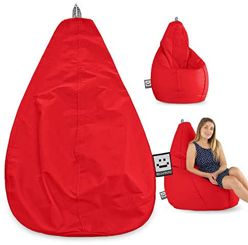 Happers Sitzsack Birne ohne Füllung aus Kunstleder Indoor Rot XL
