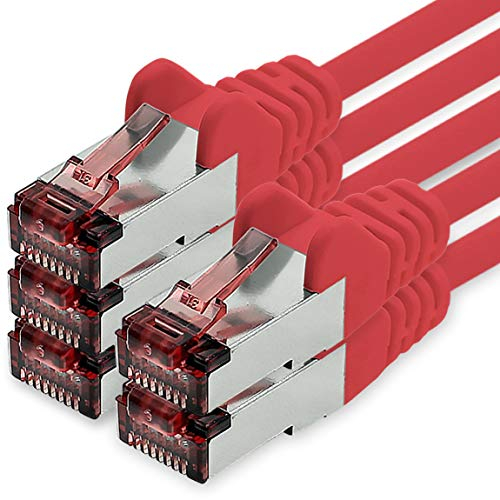 freiwerk Cavo di rete Cat.6 2m rosso - 5 x Cavo Ethernet Lankabel Cat6 Cavo di rete Lan Sftp Pimf Patchcable 1000 Mbit s compatibile con Cat5 Cat5e Cat6a Cat7 Cat8