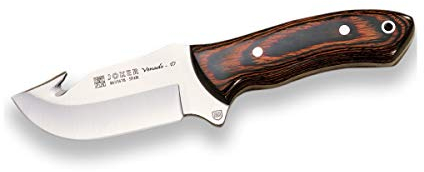 Joker Cuchillo desollador Profesional Venado CR65, cachas de Madera roja Estamina, Hoja de 9 cm MOVA con desgarrador, Herramienta de Pesca, Caza, Camping y Senderismo