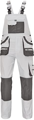 Hans Latzhose - Herren Baumwolle Slim Fit Arbeits-Latzhose - Weiß EU52