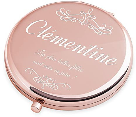 Maverton Miroir de Poche Personnalisé de Couleur Or Rose - Miroir Rond - Accessoire pour Trousse de Maquillage - Cadeau Femme - Cadeau Noel - Cadeau Anniversaire Femme - pour Femme - Fille