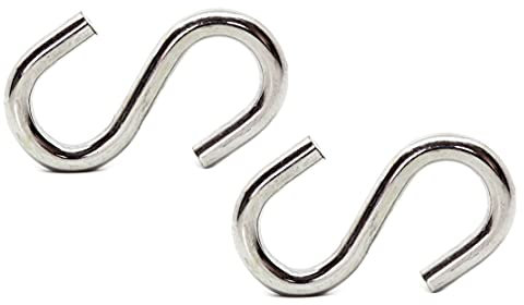 Stainless Steel Heavy Duty S Hook 8mm Thick Hammock S-Hook (Pack of 2) up to 250kg