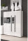 Lomadox Highboard Vitrine weiß Hochglanz modern mit Absetzungen in schwarz, B/H/T: ca. 90/136/39 cm