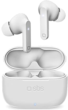 SBS Auricolari True Wireless Stereo Urban PRO con custodia di ricarica da 300 mAh, fino a 4 ore di musica e chiamate, microfono integrato, gommini taglie L/M/S inclusi, bianchi