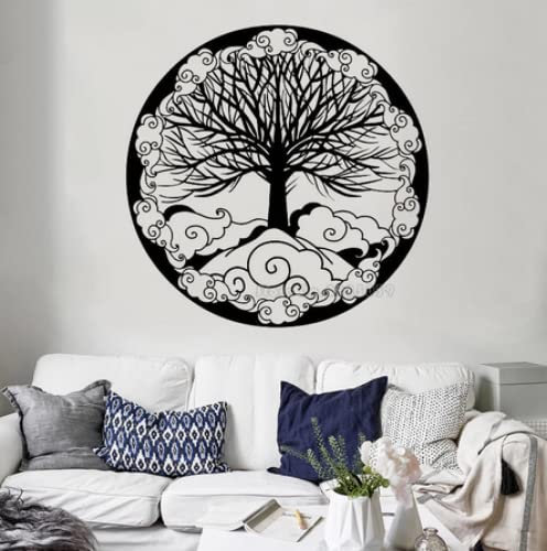 Arbre De Vie Vinyle Sticker Nuages Motif Famille Symbole Ornement Stickers Muraux Pour Salon Décoration De La Maison Peintures Murales 42cm x 42cm