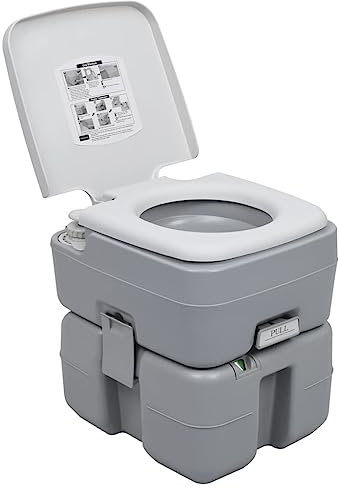 vidaXL Tragbare Campingtoilette Grau 20+10 L
