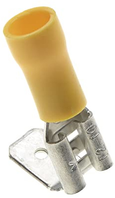 6,35-mm-Crimp-Klemmen-Mehrfachsteckverbinder, 100 Stück - 24A, gelb, Schrumpfschlauch-Steckverbinder, Doppel-Schnellkupplung, PVC halbisolierte Huckepack-Verbindung, männlich/weiblich