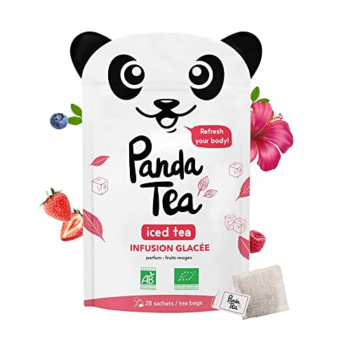 Panda Tea Détox Infusion Glacé Hibiscus Fruits Rouges | Infusion Tisane aux Fruits Rouges | Thé Glacé | Parfait pour la détox estivale et rester hydraté | Certifié biologique | 28 Sachets