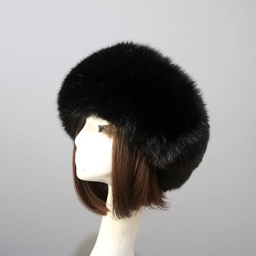 Damen Fellmütze Pelzmütze,Wintermütze Damenmütze Kunstfell Kunstpelz Mütze Klassische russische Kosakenmütze Winddichte Plüsch Warm Hut Weich Pelz mütze für Reisen,Skifahren,Wandern,Schwarz #1