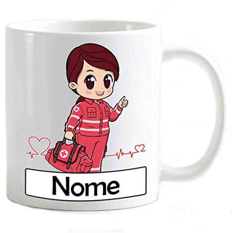 Tazza Mug personalizzabile tuo nome regalo laurea divertente tracciato e cuore Soccorritore 118 ambulanza soccorritore donna/femmina volontari professioni sanitarie (soccorritore donna)