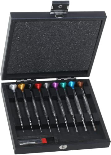 KD89 Horotec MSA01.218-A - Set di 9 cacciaviti per orologi in confezione in legno., multicolore