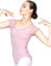 tanzmuster Ballett Trikot Damen Kurzarm - Maike - BH-Pad-Einschub - geblümte Spitze - malve 38 - rosa Tanz Body - Ballettkleidung für Erwachsene