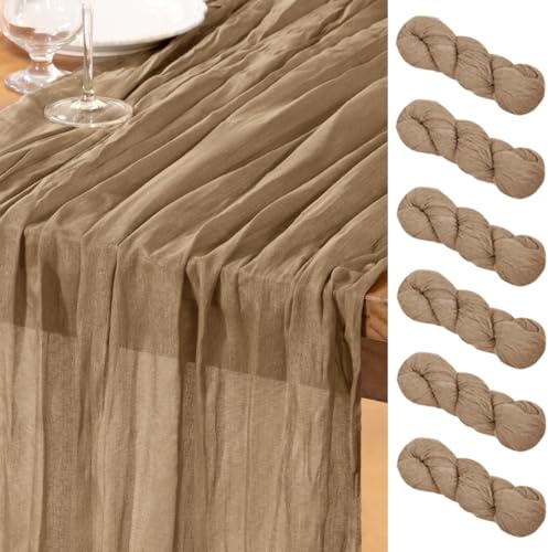 DeZerlor Runner da tavolo in tela cerata, stile bohémien, rustico, traslucido, lunghezza 305 cm, per matrimoni, addio al nubilato, baby shower, decorazione da tavolo primaverile, confezione da 6