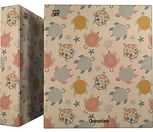 Unipapel | Ringbuch aus recyceltem Kraftpapier | A4 | 4 gemischte Ringe 40 mm | Uninature Design | Schildkröten | FSC Recycled 100%