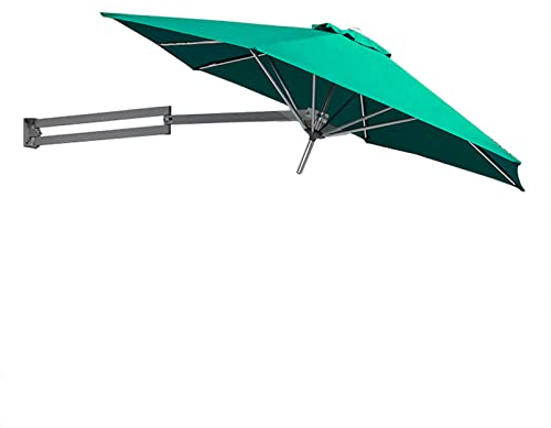 LBONG Wandhalterung Aluminum Sonnenschirm Balkonschirm Terrassenschirm, knickbar mit Windauslass für Garten, Balkon und Terrasse(250cm/8.2ft,Turquoise)