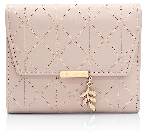 REETEE Portefeuille Femme en Cuir PU Petit Porte Monnaie Slots de Carte, Porte Feuilles pour Femme Court avec Porte-Monnaie Zippé et Portefeuilles Pochette Femme (Rose-1)