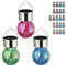LED Solarleuchte Crackle 24er Set│ 6x13cm Glas Edelstahl Plastik │Kugeln pink hellgrün blau (1 x 24er Set Solarleuchte bunt)