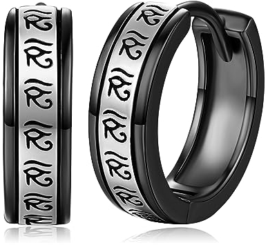 Schwarze Ohrringe 925er Sterling Silber Minimalistisches Auge des Horus Creolen Huggie Ohrringe Schwarzer Schmuck Geschenke für Damen Herren