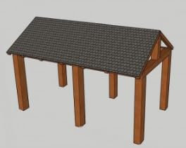 Gazebo da Giardino con Copertura in Legno Lamellare - mt 5 x 4 x 2 h con Supporti a Tassellare