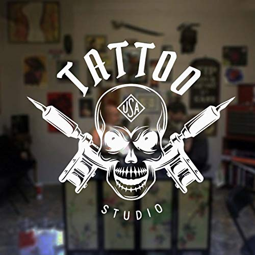 Wandaufkleber Vinyl Material Malerei Kunst Salon Aufkleber Tattoo Schaufenster Aufkleber Wanddekoration wasserdichtes Wandbild Tattoo Studio Logo abnehmbare Dekoration63x57cm