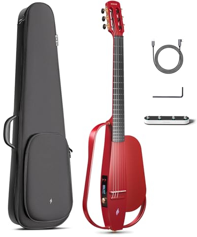 Enya NEXG 2N Kohlefaser E-Gitarren - 38 Zoll Rot Akustik Gitarre klassische nylonsaiten Smart Silent Electric Guitar Set für Erwachsene Kinder Anfänger Reise Heim Schul Party Spielen und Singen