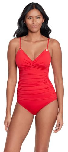 LAUREN Ralph Lauren Damen Standard Beach Club Soids Knebel-Bügel-Camikini, Rot/Ausflug, einfarbig (Getaway Solids), 36