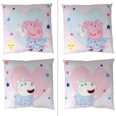 2 Stück Kinderkissen - Dekokissen ca. 30cm x 30cm - Standard 100 by Oeko-TEX® geprüfte Qualität- Original Lizenzware - Peppa-Sheep