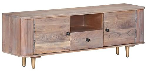 LAPOOH TV-Schrank 118x30x40 cm Massivholz Akazie, TV Lowboard, Fernsehschrank, Fernsehtisch, Fernseher Schrank, TV Sideboard, TV Board, TV Cabinet, TV Bank, TV Kommode