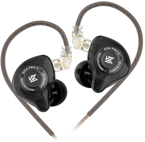 KZ EDX Pro X in Ear Headphones, HiFi IEM Earphones, Deep Bass Sound in Ear Monitor with Detachable Cable, for Audiophile Dj Singers-Black No Mic