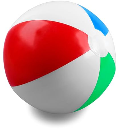 Navoys Large Inflatable Beach Ball, 60cm/24Inch, Sealed Seams and Valve, Brightly Coloured Panels, PVC Blow-Up Ball for Swimming Pools Sports, Beach Toy, Outdoor Indoor Games