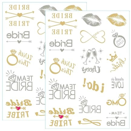 Fc'Noqgn 40 Tattoos in Metallic Gold - Bride Tribe - Dekorative Accessoires für Polterabend und Hochzeit