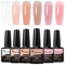 VENALISA Gel Nail Polish Set 6 Colors 3 in 1 Rubber Base with Transparent Nude Jelly Color Gel Polish Collection French Manicure Soak Off 7.5ml UV Gel For Protecting Nails