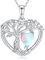 LOCIBLO Tree of Life Necklaces for Women 925 Sterling Silver Heart Pendant White Gold Synthetic Moonstone Necklace June Birthstone Jewellery for Her, 18+2