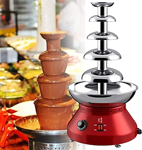 SmPinnaA Fontana di Cioccolato A 5 Livelli, Fontana di Cioccolato Commerciale per Fonduta con Regolazione della Temperatura da 0 A 110 ℃, Cascata per Fonduta Scalda Cioccolato per Attrezzat