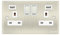 L LVE USB Switched Electric Outlet, Metal Clad 2Gang 13A Wall Socket with 2USB Port，Polished Brass,146mm*86mm