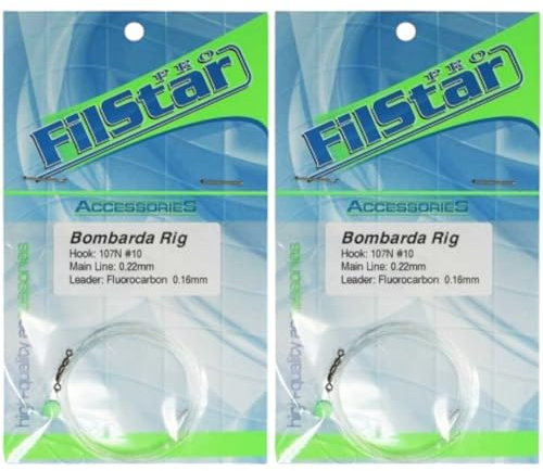 PRO FILSTAR Sbirolino Angelhaken Set mit Vorfach 180cm 2STK, N10, Fluorocarbon DIA0,16mm Hauptlinie DIA0,22mm - Forelle & Zargan Angeln Zubehör - Meeresangeln Haken Set - Sport Set Hooks - Fishing Rig