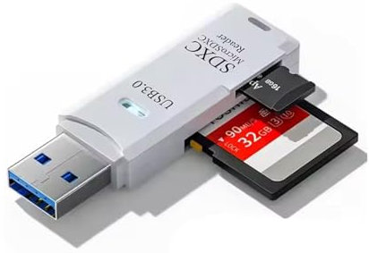 Kartenleser USB 3.0 Stick Card Reader SDHC SDXC MicroSD TF Adapter Speicherkarte (Weiß - USB 3.0)