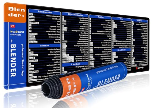 excovip Shortcut Mouse Pad for Blender,31.4x11.7x0.07 inch Extended Large Cheat Sheet Mousepad PC Office Spreadsheet Keyboard Shortcut Mouse Mat with Non-Slip Stitched Edge 0330