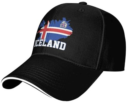 Island Flagge Isländische Landkarte Damen Herren Baseballkappe Verstellbar Basecap Leicht Trucker-Kappe Für Wander Kletter Laufen