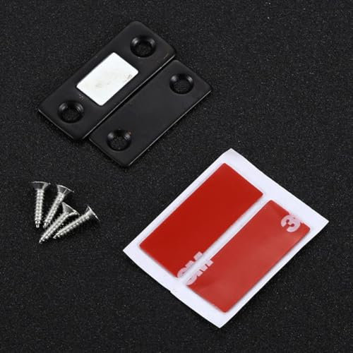 Imán invisible para gabinete, juego de cerradura magnética invisible para puerta, solución de bloqueo de cajones con imán fuerte, adecuado para armarios, puertas correderas (negro)