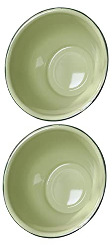Set 2 Ciotole in Smalto Vintage Verdi per Zuppa e Servizio in Casa